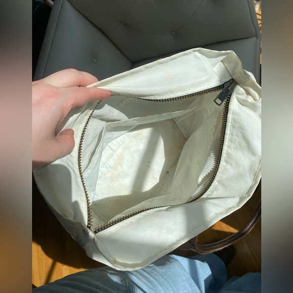 Sea Bags Chebeague Tote Recycled Sailcloth Leather Tan Waxed Canvas Made in USA - Picture 8 of 11